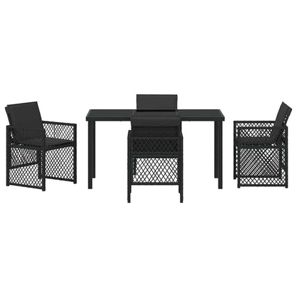 Garten Essgruppe 5 pcs Schwarz Poly-Rattan