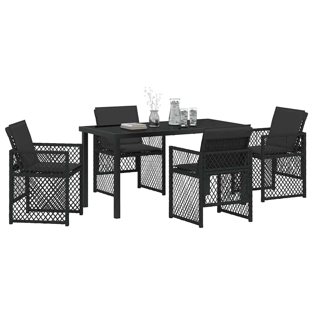 Garten Essgruppe 5 pcs Schwarz Poly-Rattan