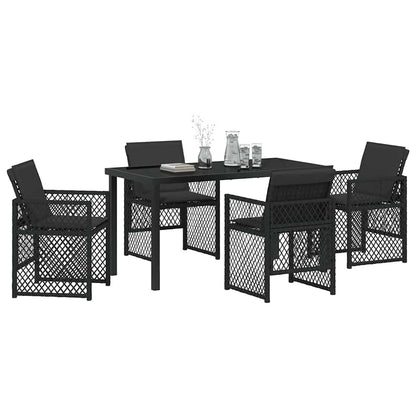 Garten Essgruppe 5 pcs Schwarz Poly-Rattan