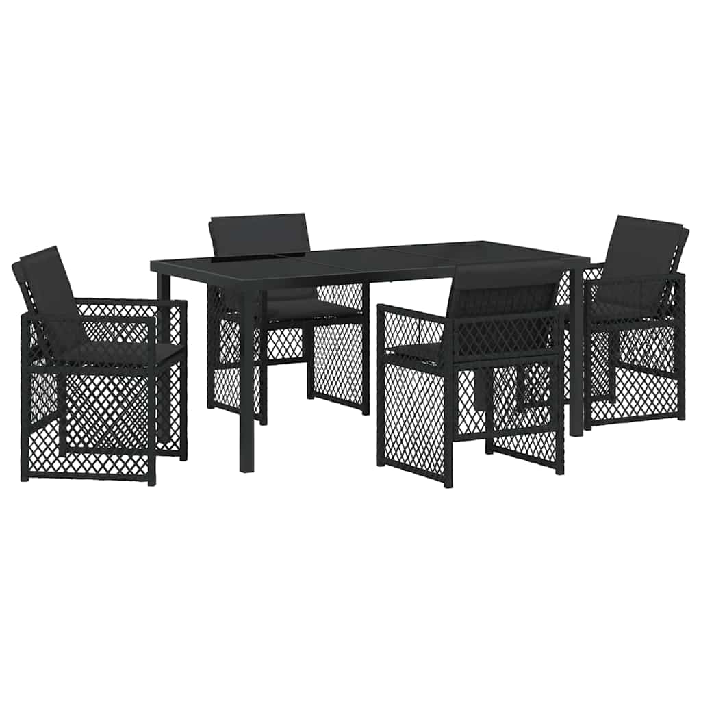 Garten Essgruppe 5 pcs Schwarz Poly-Rattan