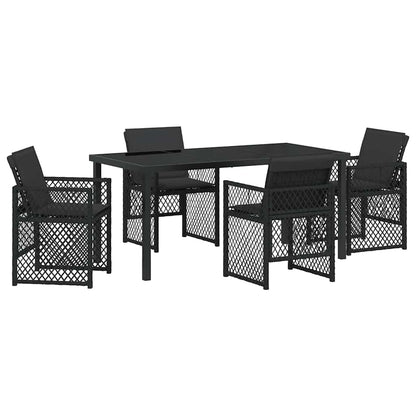 Garten Essgruppe 5 pcs Schwarz Poly-Rattan