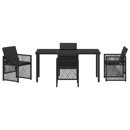 Garten Essgruppe 5 pcs Schwarz Poly-Rattan