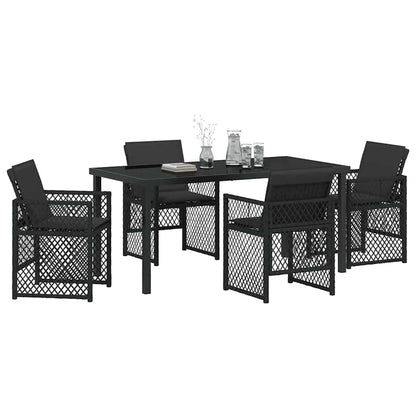 Garten Essgruppe 5 pcs Schwarz Poly-Rattan