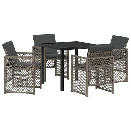 Garten Essgruppe 5 pcs Grau Poly-Rattan