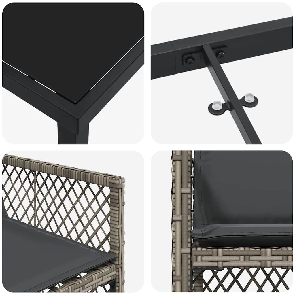 Garten Essgruppe 5 pcs Grau Poly-Rattan