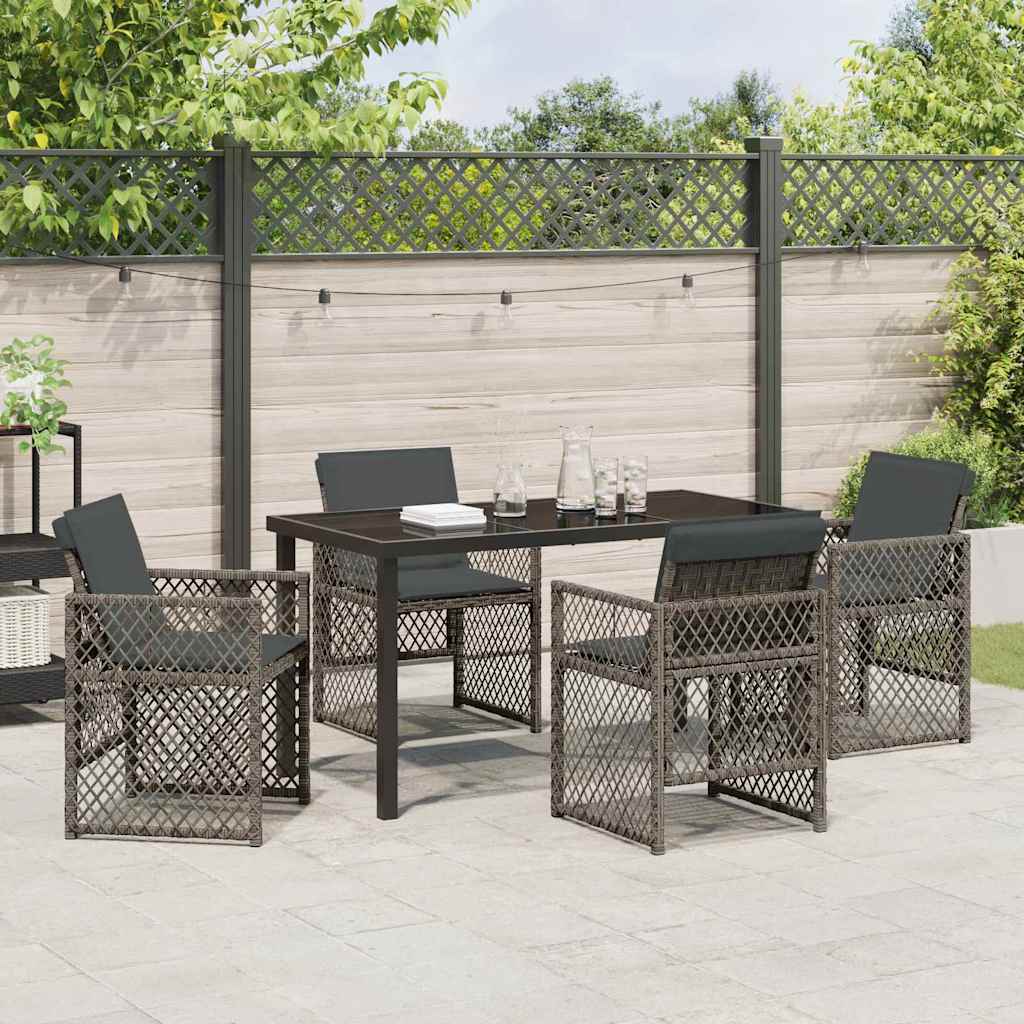 Garten Essgruppe 5 pcs Grau Poly-Rattan