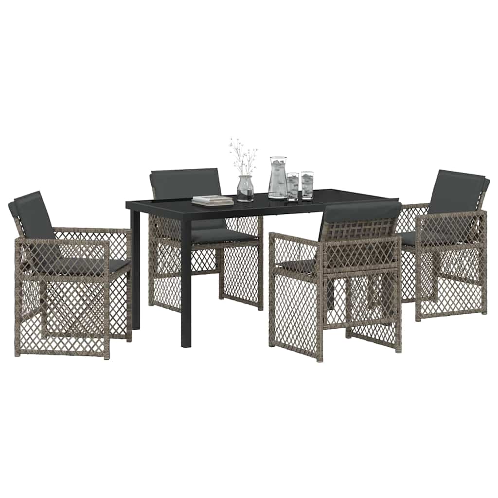 Garten Essgruppe 5 pcs Grau Poly-Rattan