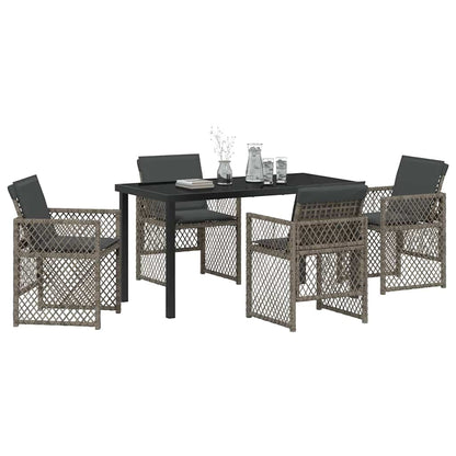 Garten Essgruppe 5 pcs Grau Poly-Rattan