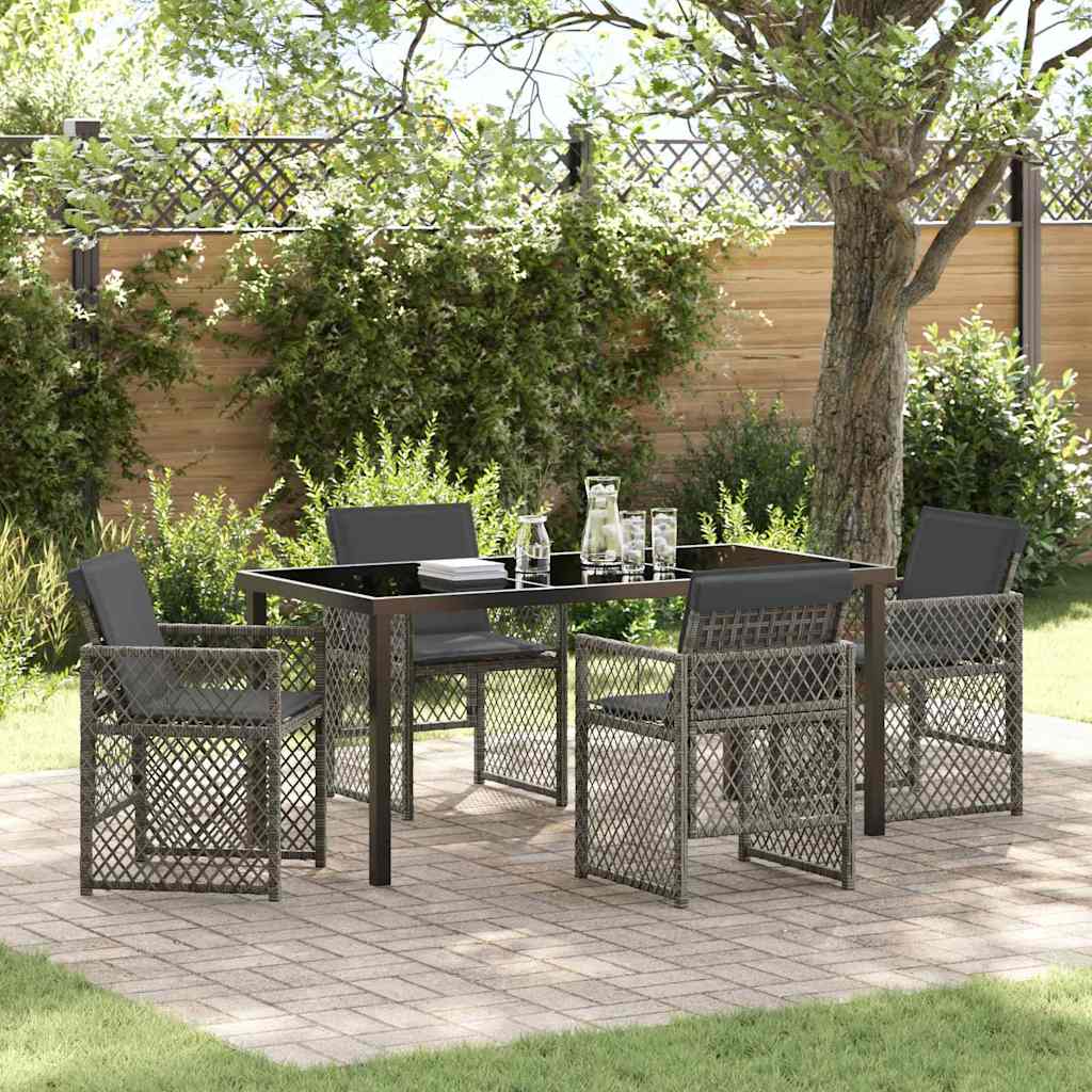 Garten Essgruppe 5 pcs Grau Poly-Rattan