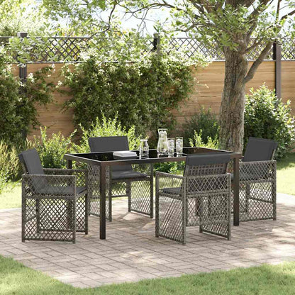 Garten Essgruppe 5 pcs Grau Poly-Rattan
