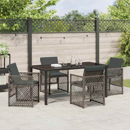 Garten Essgruppe 5 pcs Grau Poly-Rattan
