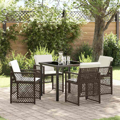 Garten Essgruppe 5 pcs Braun Poly-Rattan