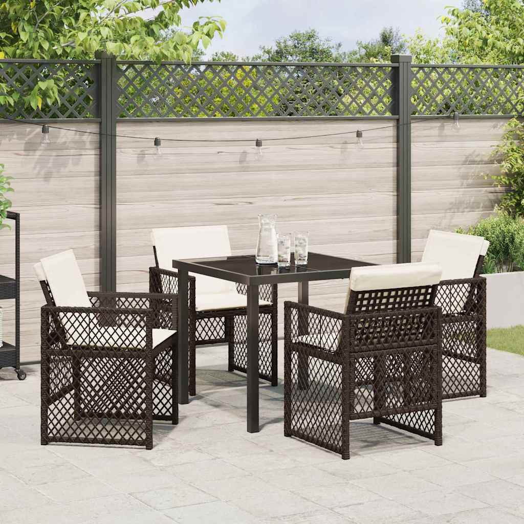 Garten Essgruppe 5 pcs Braun Poly-Rattan