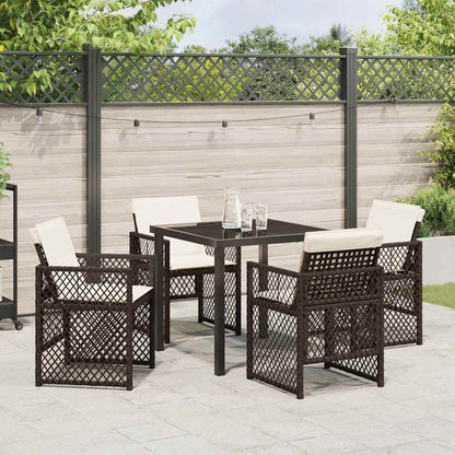 Garten Essgruppe 5 pcs Braun Poly-Rattan