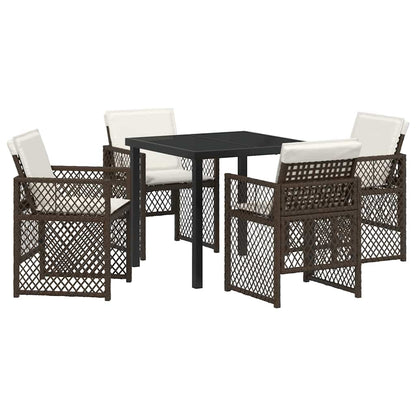 Garten Essgruppe 5 pcs Braun Poly-Rattan