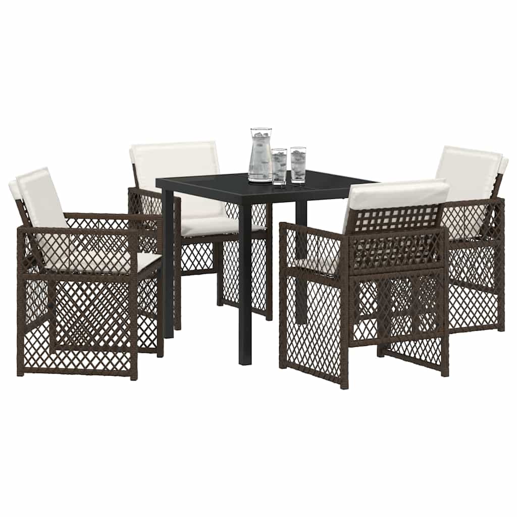 Garten Essgruppe 5 pcs Braun Poly-Rattan