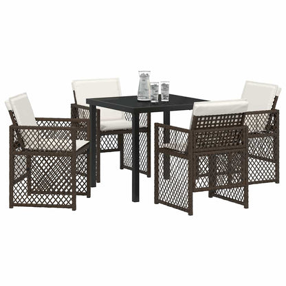 Garten Essgruppe 5 pcs Braun Poly-Rattan