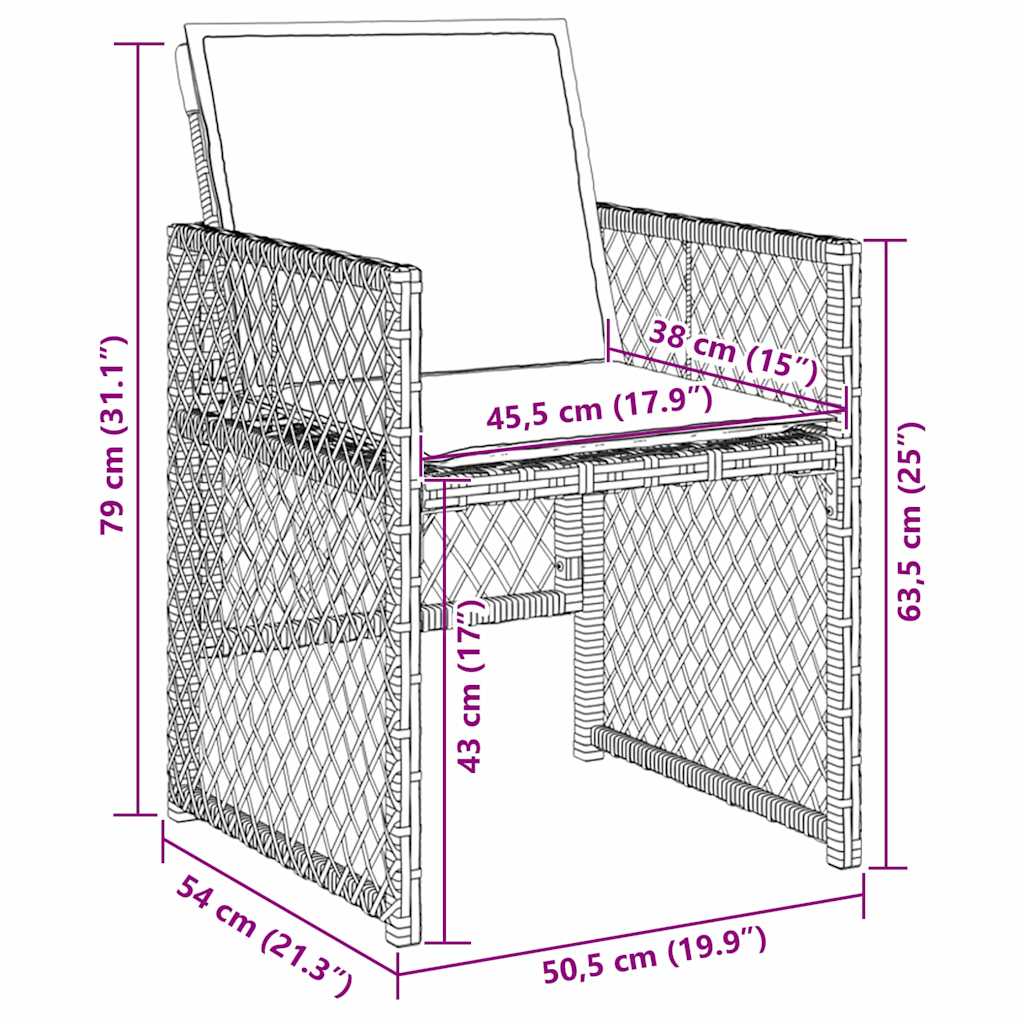 Garten Essgruppe 5 pcs Braun Poly-Rattan