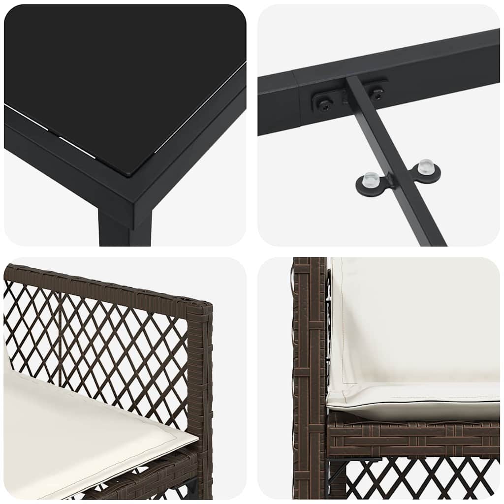 Garten Essgruppe 5 pcs Braun Poly-Rattan