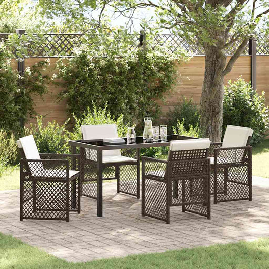 Garten Essgruppe 5 pcs Braun Poly-Rattan