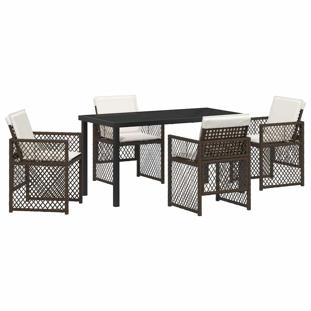 Garten Essgruppe 5 pcs Braun Poly-Rattan