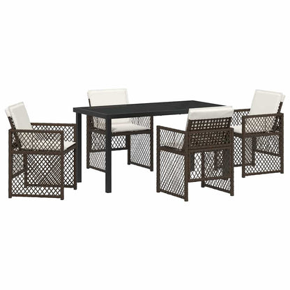 Garten Essgruppe 5 pcs Braun Poly-Rattan