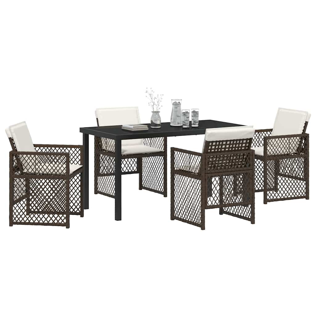 Garten Essgruppe 5 pcs Braun Poly-Rattan