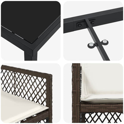 Garten Essgruppe 5 pcs Braun Poly-Rattan