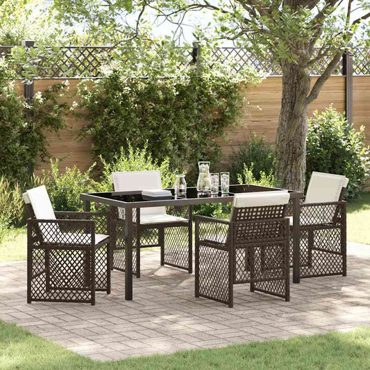Garten Essgruppe 5 pcs Braun Poly-Rattan