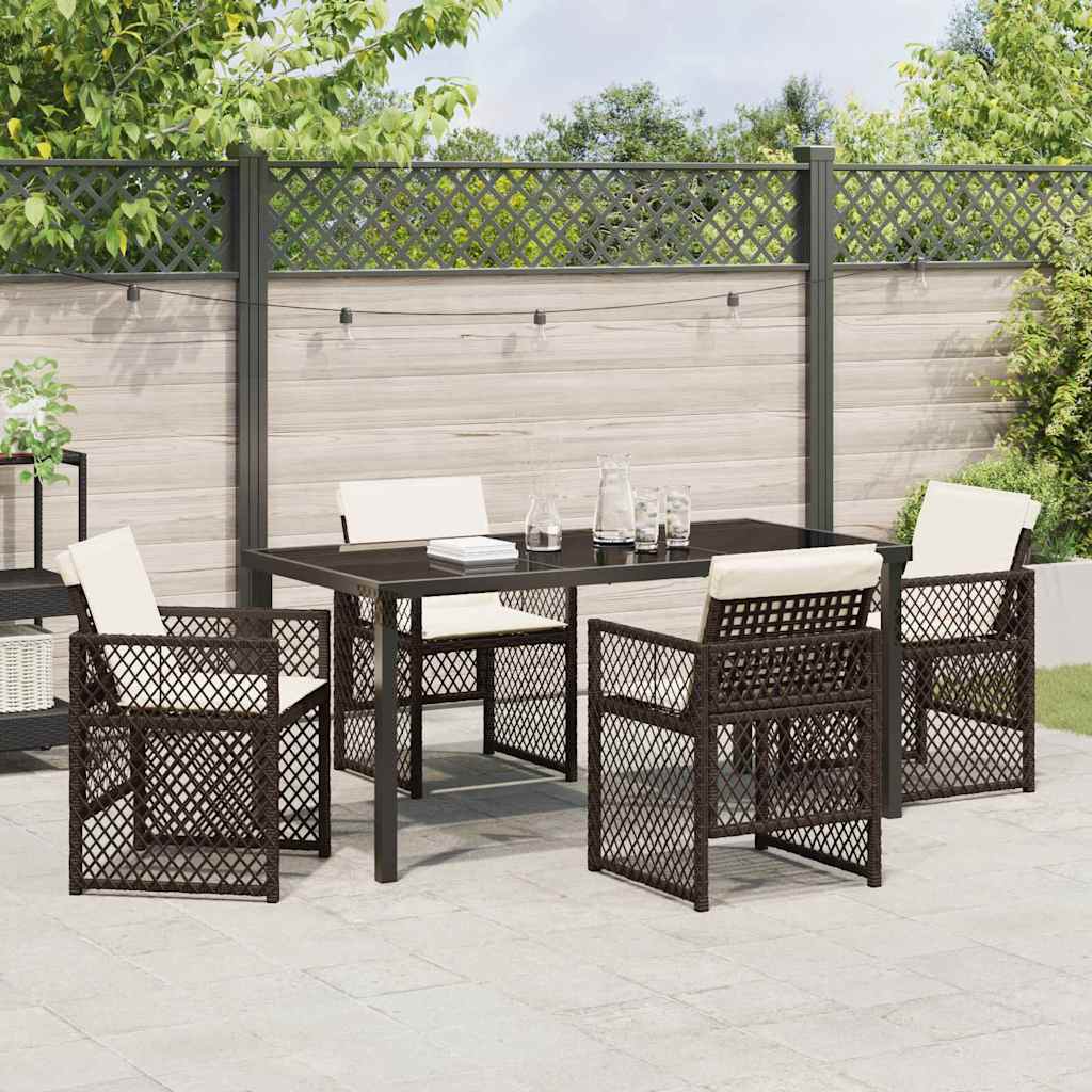Garten Essgruppe 5 pcs Braun Poly-Rattan