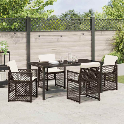 Garten Essgruppe 5 pcs Braun Poly-Rattan