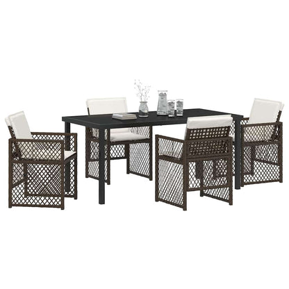 Garten Essgruppe 5 pcs Braun Poly-Rattan