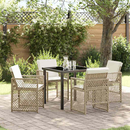 Garten Essgruppe 5 pcs Beige Poly-Rattan