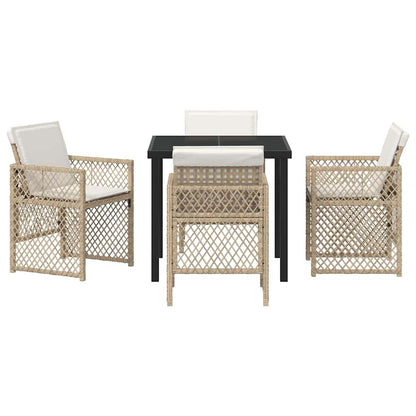 Garten Essgruppe 5 pcs Beige Poly-Rattan