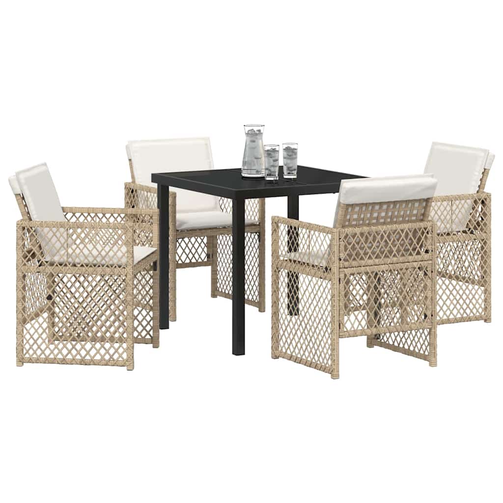 Garten Essgruppe 5 pcs Beige Poly-Rattan