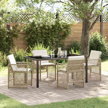 Garten Essgruppe 5 pcs Beige Poly-Rattan