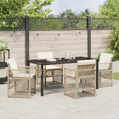 Garten Essgruppe 5 pcs Beige Poly-Rattan