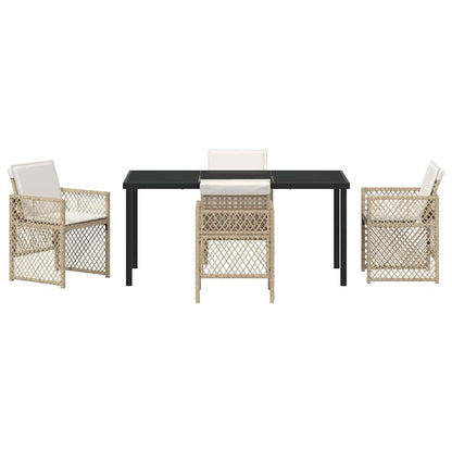 Garten Essgruppe 5 pcs Beige Poly-Rattan