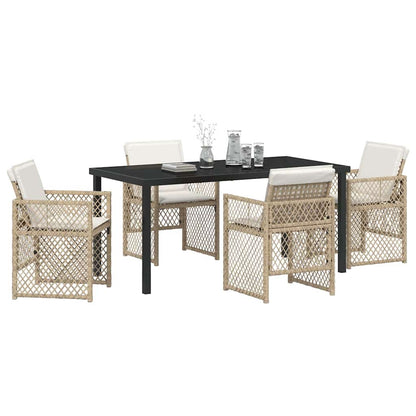 Garten Essgruppe 5 pcs Beige Poly-Rattan