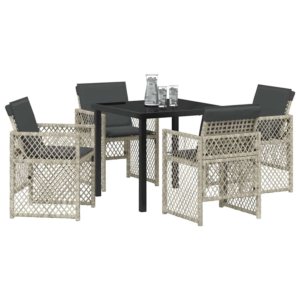 Garten Essgruppe 5 pcs Hellgrau Poly-Rattan