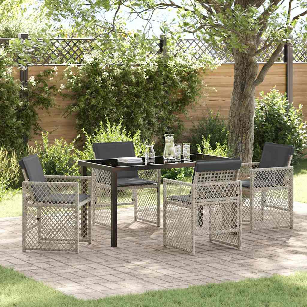 Garten Essgruppe 5 pcs Hellgrau Poly-Rattan