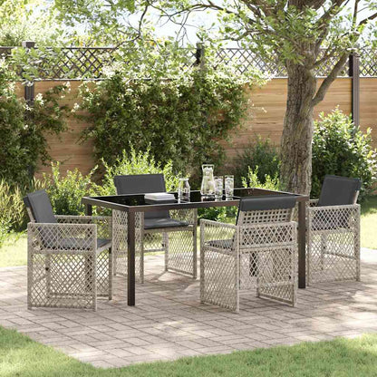Garten Essgruppe 5 pcs Hellgrau Poly-Rattan