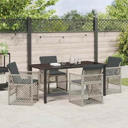 Garten Essgruppe 5 pcs Hellgrau Poly-Rattan