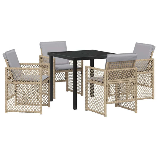 Garten Essgruppe 5 pcs Beige Poly-Rattan