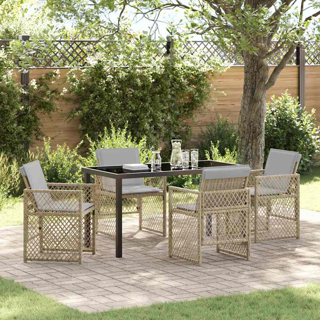 Garten Essgruppe 5 pcs Beige Poly-Rattan