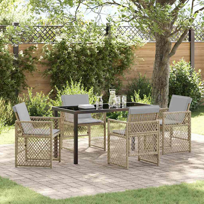 Garten Essgruppe 5 pcs Beige Poly-Rattan