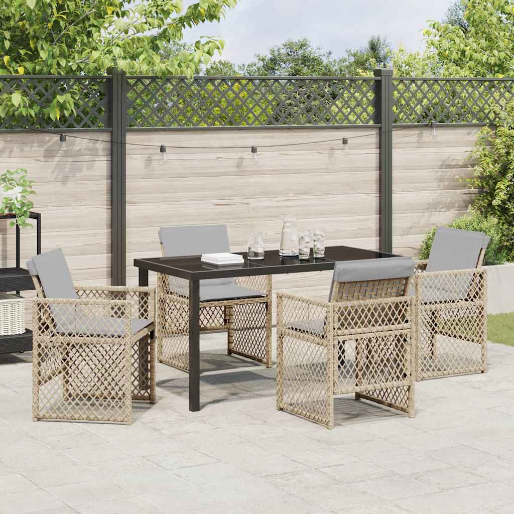 Garten Essgruppe 5 pcs Beige Poly-Rattan