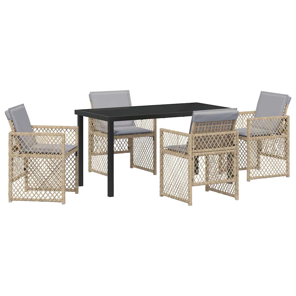 Garten Essgruppe 5 pcs Beige Poly-Rattan