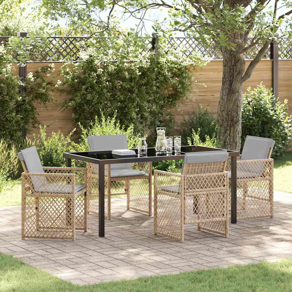 Garten Essgruppe 5 pcs Beige Poly-Rattan