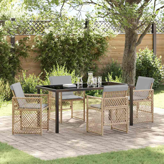 Garten Essgruppe 5 pcs Beige Poly-Rattan
